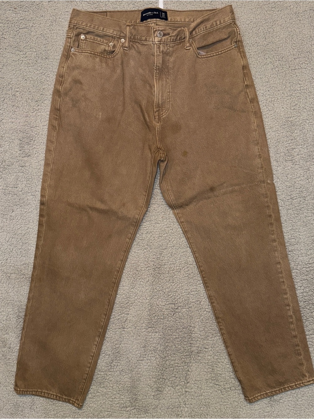 ABERCROMBIE & FITCH Jeans Mens 34x32 Brown LOOSE Carpenter 90's Straight Denim